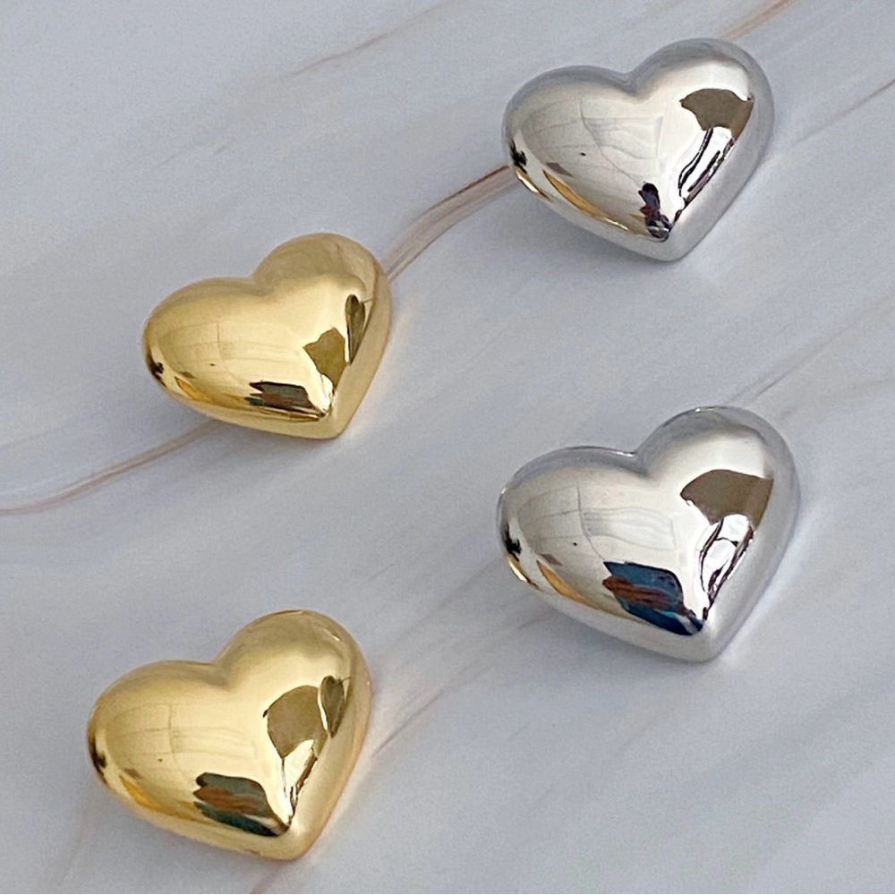Gold and Silver Heart Earrings
